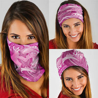 Polynesia Breast Cancer Awareness Neck Gaiter Think Pink Ribbon Polynesian Butterflies