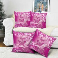 Polynesia Breast Cancer Awareness Pillow Cover Think Pink Ribbon Polynesian Butterflies
