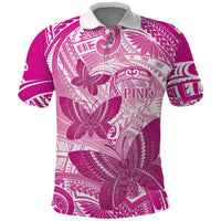 Personalised Polynesia Breast Cancer Awareness Polo Shirt Think Pink Ribbon Polynesian Butterflies