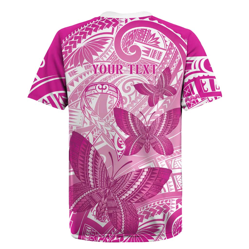 Personalised Polynesia Breast Cancer Awareness Rugby Jersey Think Pink Ribbon Polynesian Butterflies LT14 - Polynesian Pride
