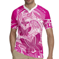 Personalised Polynesia Breast Cancer Awareness Rugby Jersey Think Pink Ribbon Polynesian Butterflies LT14 - Polynesian Pride