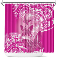 Polynesia Breast Cancer Awareness Shower Curtain Think Pink Ribbon Polynesian Butterflies LT14 Pink - Polynesian Pride