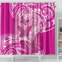 Polynesia Breast Cancer Awareness Shower Curtain Think Pink Ribbon Polynesian Butterflies LT14 - Polynesian Pride