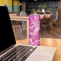 Personalised Polynesia Breast Cancer Awareness Skinny Tumbler Think Pink Ribbon Polynesian Butterflies