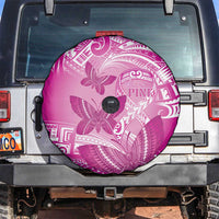 Polynesia Breast Cancer Awareness Spare Tire Cover Think Pink Ribbon Polynesian Butterflies