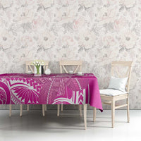Polynesia Breast Cancer Awareness Tablecloth Think Pink Ribbon Polynesian Butterflies