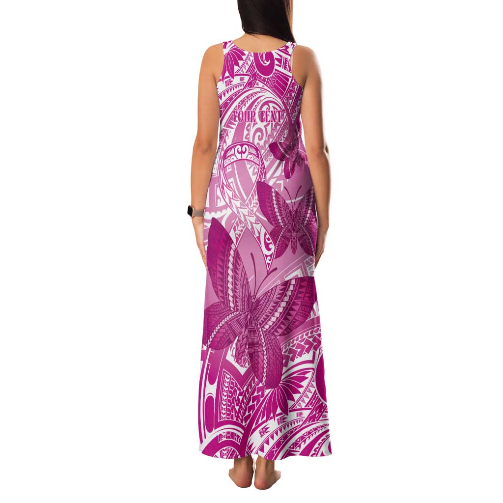 Personalised Polynesia Breast Cancer Awareness Tank Maxi Dress Think Pink Ribbon Polynesian Butterflies LT14 - Polynesian Pride