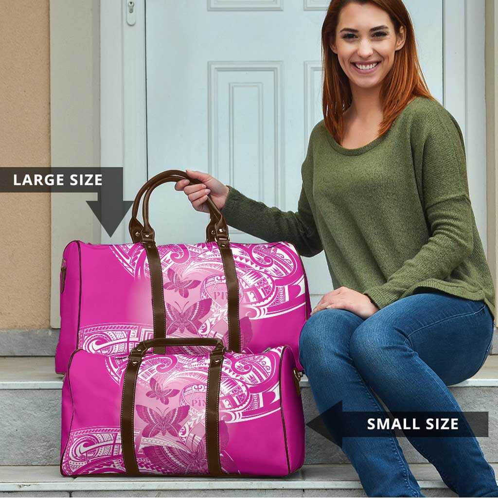 Polynesia Breast Cancer Awareness Travel Bag Think Pink Ribbon Polynesian Butterflies
