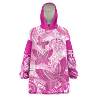Personalised Polynesia Breast Cancer Awareness Wearable Blanket Hoodie Think Pink Ribbon Polynesian Butterflies LT14 One Size Pink - Polynesian Pride