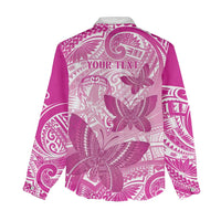 Personalised Polynesia Breast Cancer Awareness Women Casual Shirt Think Pink Ribbon Polynesian Butterflies