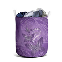 Polynesia Lupus Awareness Month Laundry Basket Warrior Purple Ribbon Polynesian Butterflies