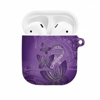 Polynesia Lupus Awareness Month AirPods Case Warrior Purple Ribbon Polynesian Butterflies LT14 Purple - Polynesian Pride