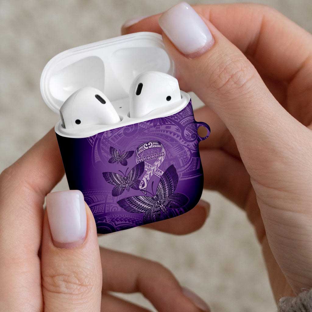 Polynesia Lupus Awareness Month AirPods Case Warrior Purple Ribbon Polynesian Butterflies LT14 - Polynesian Pride