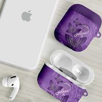 Polynesia Lupus Awareness Month AirPods Case Warrior Purple Ribbon Polynesian Butterflies LT14 - Polynesian Pride