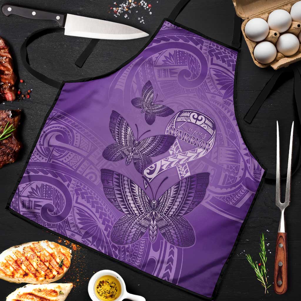 Polynesia Lupus Awareness Month Apron Warrior Purple Ribbon Polynesian Butterflies