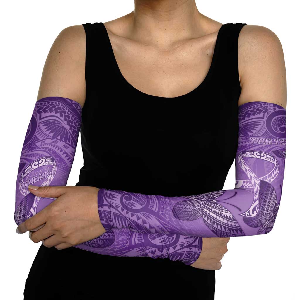 Personalised Polynesia Lupus Awareness Month Arm Sleeves Warrior Purple Ribbon Polynesian Butterflies