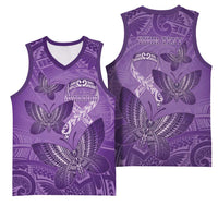 Personalised Polynesia Lupus Awareness Month Basketball Jersey Warrior Purple Ribbon Polynesian Butterflies LT14 - Polynesian Pride