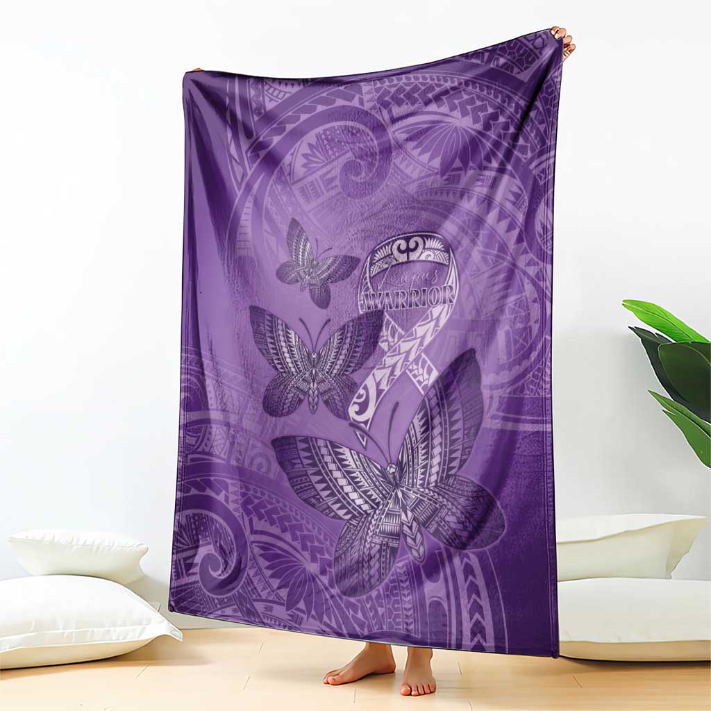 Polynesia Lupus Awareness Month Blanket Warrior Purple Ribbon Polynesian Butterflies