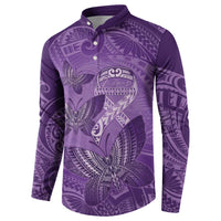 Personalised Polynesia Lupus Awareness Month Button Sweatshirt Warrior Purple Ribbon Polynesian Butterflies