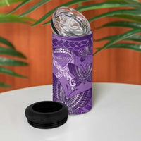 Personalised Polynesia Lupus Awareness Month 4 in 1 Can Cooler Tumbler Warrior Purple Ribbon Polynesian Butterflies