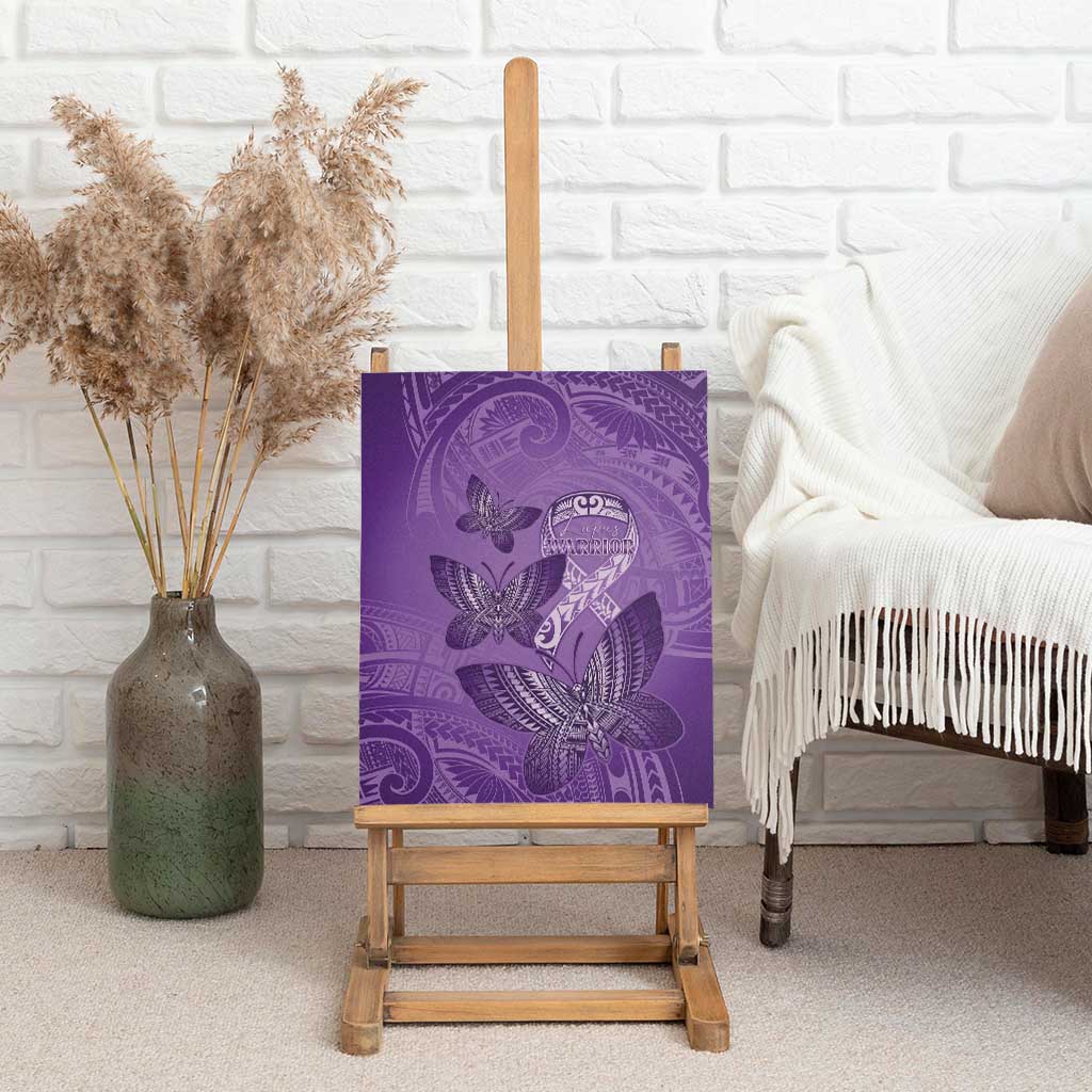 Polynesia Lupus Awareness Month Canvas Wall Art Warrior Purple Ribbon Polynesian Butterflies