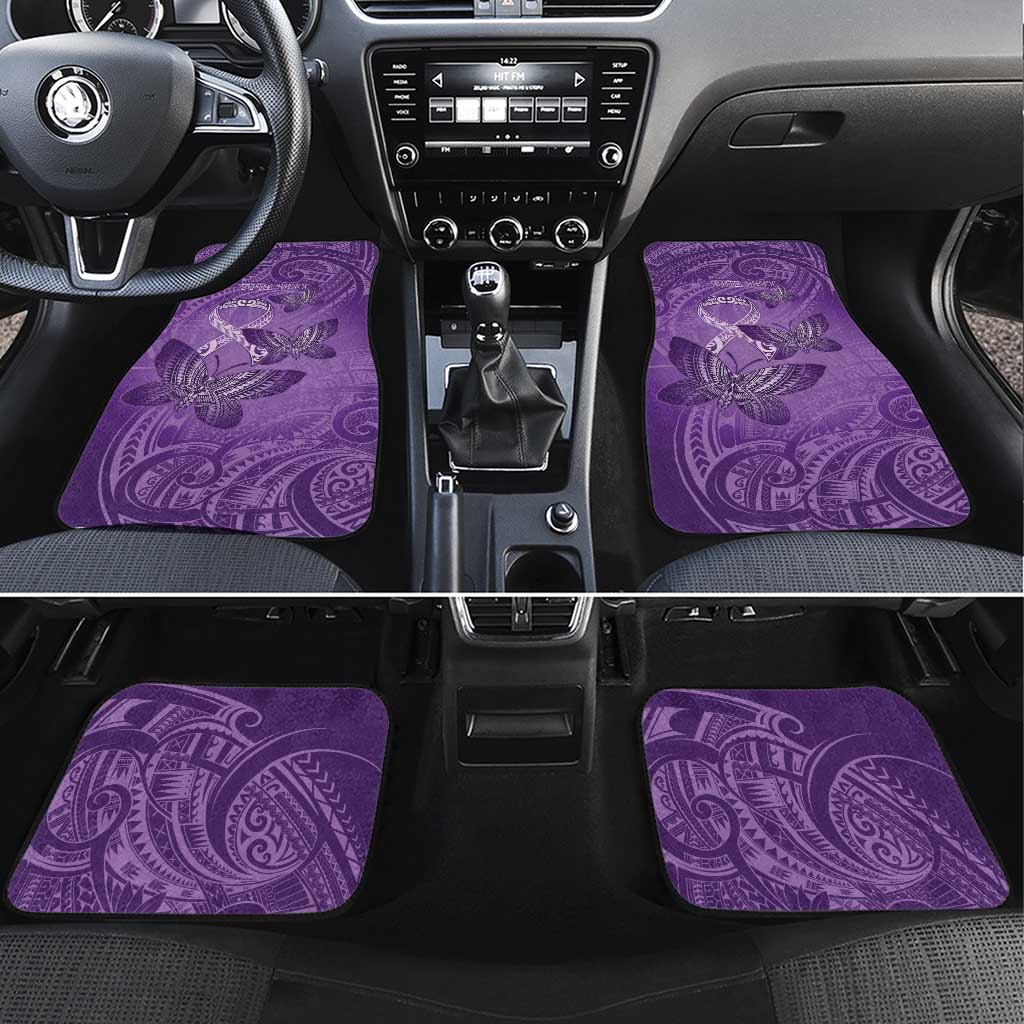 Personalised Polynesia Lupus Awareness Month Car Mats Warrior Purple Ribbon Polynesian Butterflies