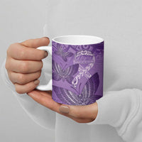Personalised Polynesia Lupus Awareness Month Ceramic Mug Warrior Purple Ribbon Polynesian Butterflies