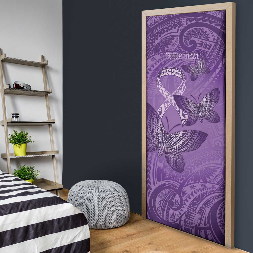 Personalised Polynesia Lupus Awareness Month Door Cover Warrior Purple Ribbon Polynesian Butterflies LT14 - Polynesian Pride