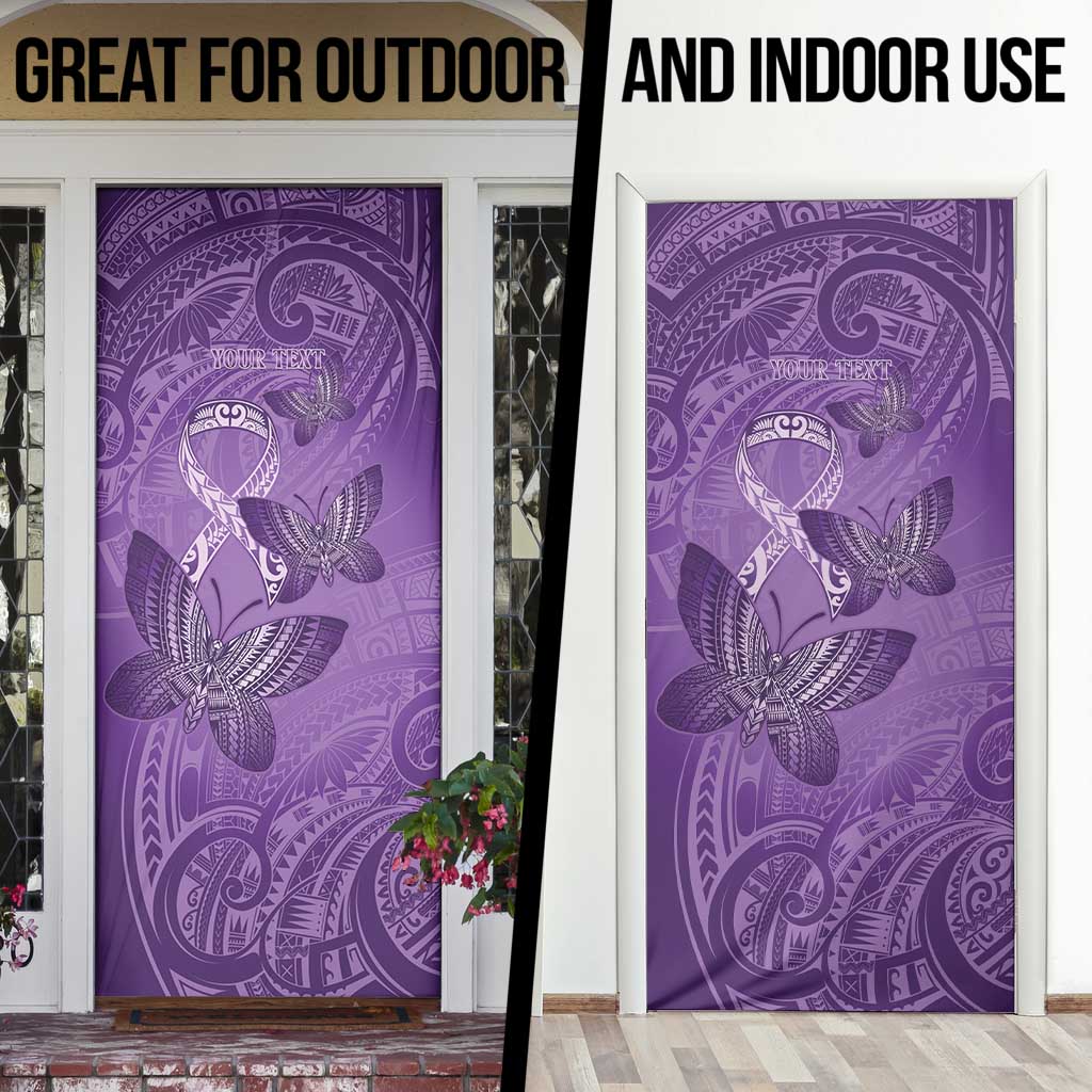 Personalised Polynesia Lupus Awareness Month Door Cover Warrior Purple Ribbon Polynesian Butterflies LT14 - Polynesian Pride