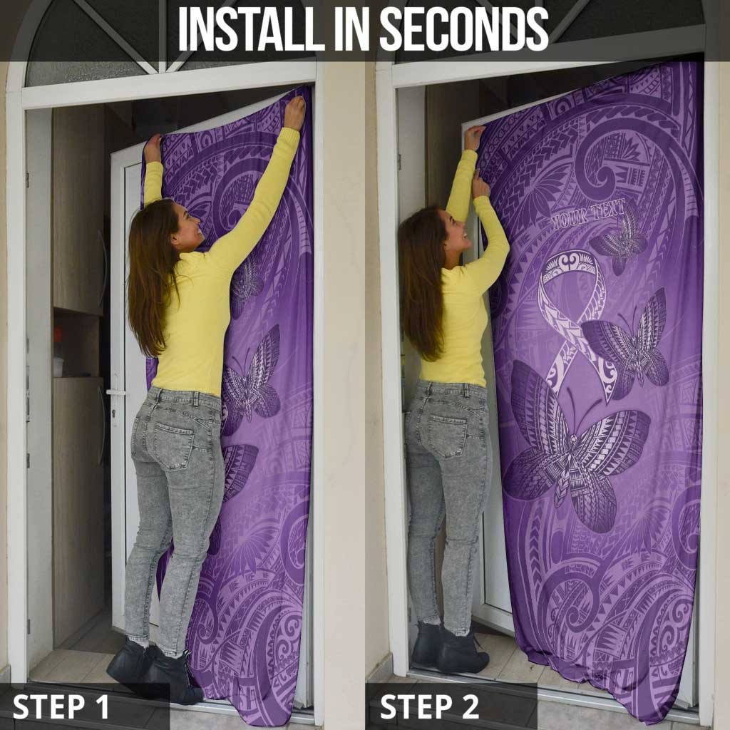 Personalised Polynesia Lupus Awareness Month Door Cover Warrior Purple Ribbon Polynesian Butterflies LT14 - Polynesian Pride