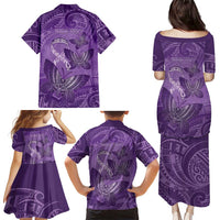 Personalised Polynesia Lupus Awareness Month Family Matching Puletasi and Hawaiian Shirt Warrior Purple Ribbon Polynesian Butterflies LT14 - Polynesian Pride