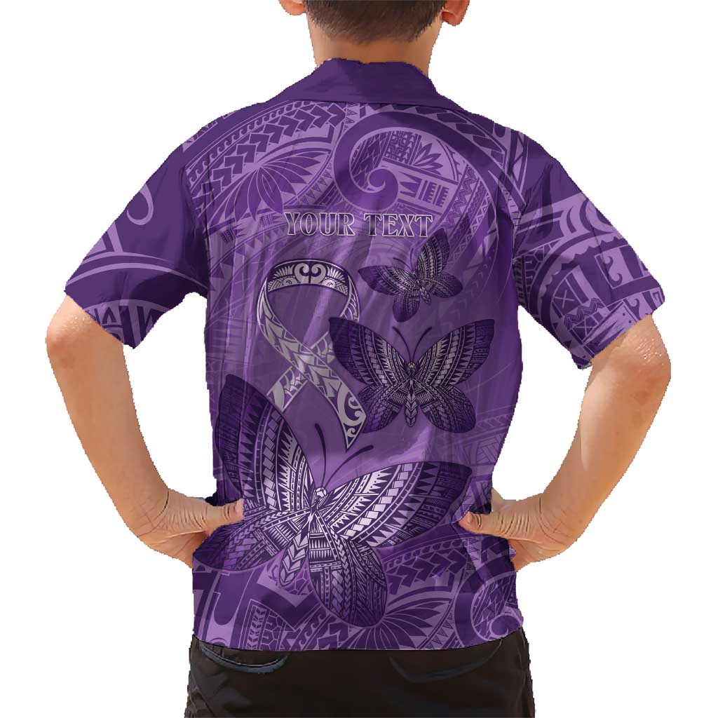 Personalised Polynesia Lupus Awareness Month Family Matching Short Sleeve Bodycon Dress and Hawaiian Shirt Warrior Purple Ribbon Polynesian Butterflies LT14 - Polynesian Pride