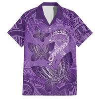 Personalised Polynesia Lupus Awareness Month Hawaiian Shirt Warrior Purple Ribbon Polynesian Butterflies LT14 Purple - Polynesian Pride