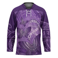 Personalised Polynesia Lupus Awareness Month Hockey Jersey Warrior Purple Ribbon Polynesian Butterflies LT14 Unisex Purple - Polynesian Pride