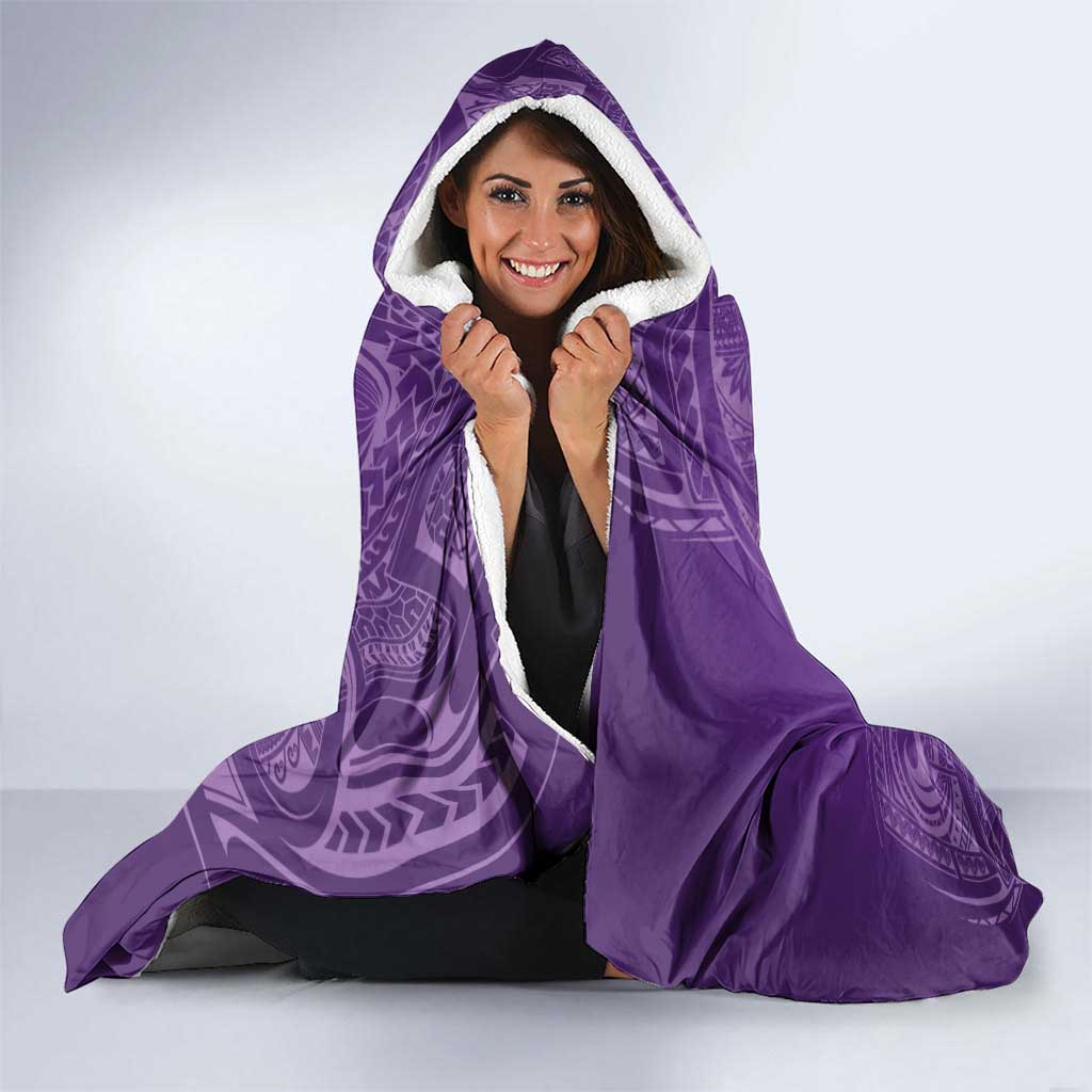 Polynesia Lupus Awareness Month Hooded Blanket Warrior Purple Ribbon Polynesian Butterflies