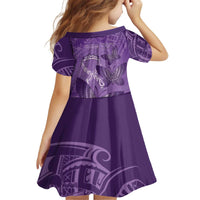 Personalised Polynesia Lupus Awareness Month Kid Short Sleeve Dress Warrior Purple Ribbon Polynesian Butterflies LT14 - Polynesian Pride