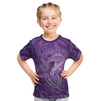 Personalised Polynesia Lupus Awareness Month Kid T Shirt Warrior Purple Ribbon Polynesian Butterflies