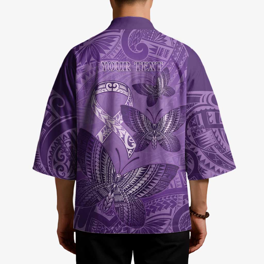 Personalised Polynesia Lupus Awareness Month Kimono Warrior Purple Ribbon Polynesian Butterflies