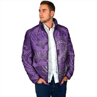 Personalised Polynesia Lupus Awareness Month Padded Jacket Warrior Purple Ribbon Polynesian Butterflies