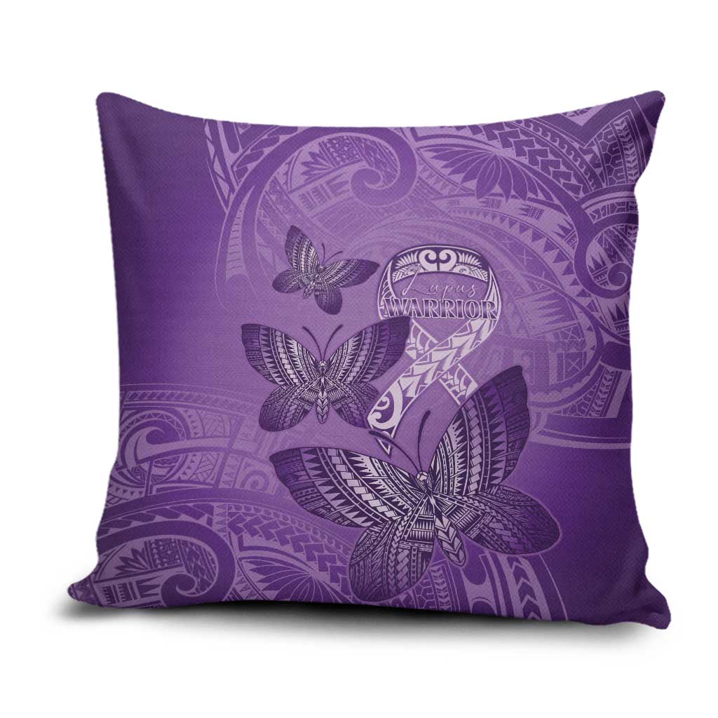 Polynesia Lupus Awareness Month Pillow Cover Warrior Purple Ribbon Polynesian Butterflies LT14 Purple - Polynesian Pride