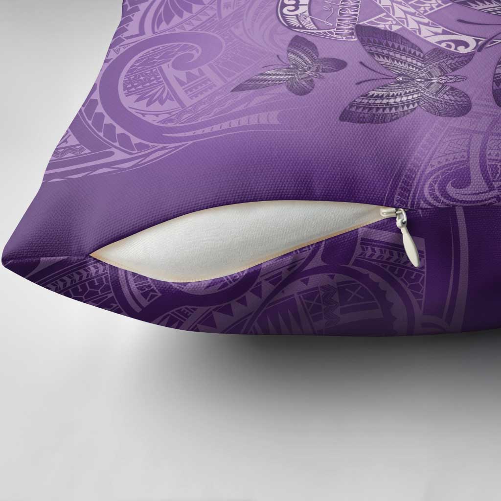Polynesia Lupus Awareness Month Pillow Cover Warrior Purple Ribbon Polynesian Butterflies LT14 - Polynesian Pride