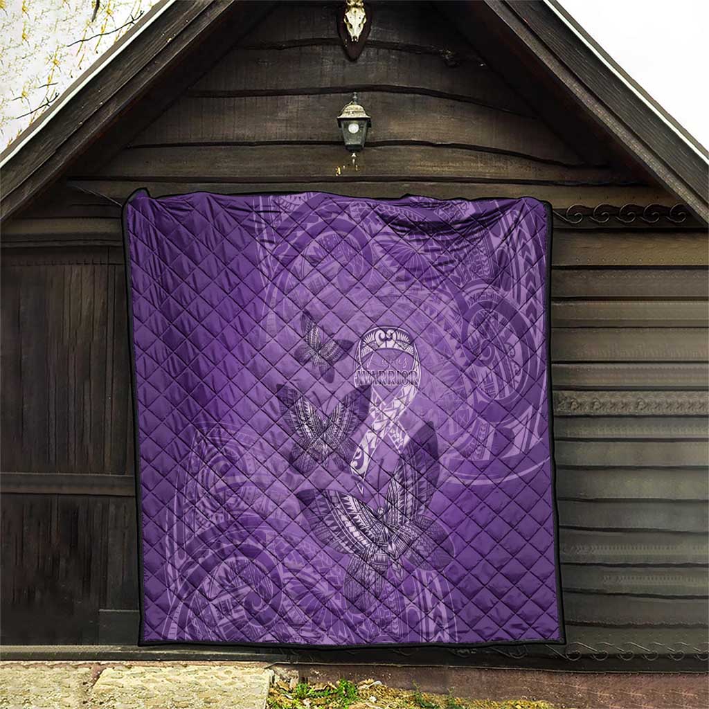 Polynesia Lupus Awareness Month Quilt Warrior Purple Ribbon Polynesian Butterflies