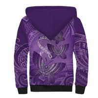 Personalised Polynesia Lupus Awareness Month Sherpa Hoodie Warrior Purple Ribbon Polynesian Butterflies