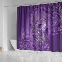 Polynesia Lupus Awareness Month Shower Curtain Warrior Purple Ribbon Polynesian Butterflies