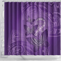 Polynesia Lupus Awareness Month Shower Curtain Warrior Purple Ribbon Polynesian Butterflies