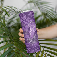 Personalised Polynesia Lupus Awareness Month Skinny Tumbler Warrior Purple Ribbon Polynesian Butterflies