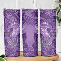 Personalised Polynesia Lupus Awareness Month Skinny Tumbler Warrior Purple Ribbon Polynesian Butterflies