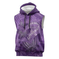Personalised Polynesia Lupus Awareness Month Sleeveless Hoodie Warrior Purple Ribbon Polynesian Butterflies LT14 Purple - Polynesian Pride
