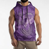 Personalised Polynesia Lupus Awareness Month Sleeveless Hoodie Warrior Purple Ribbon Polynesian Butterflies LT14 - Polynesian Pride