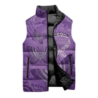 Personalised Polynesia Lupus Awareness Month Sleeveless Puffer Jacket Warrior Purple Ribbon Polynesian Butterflies